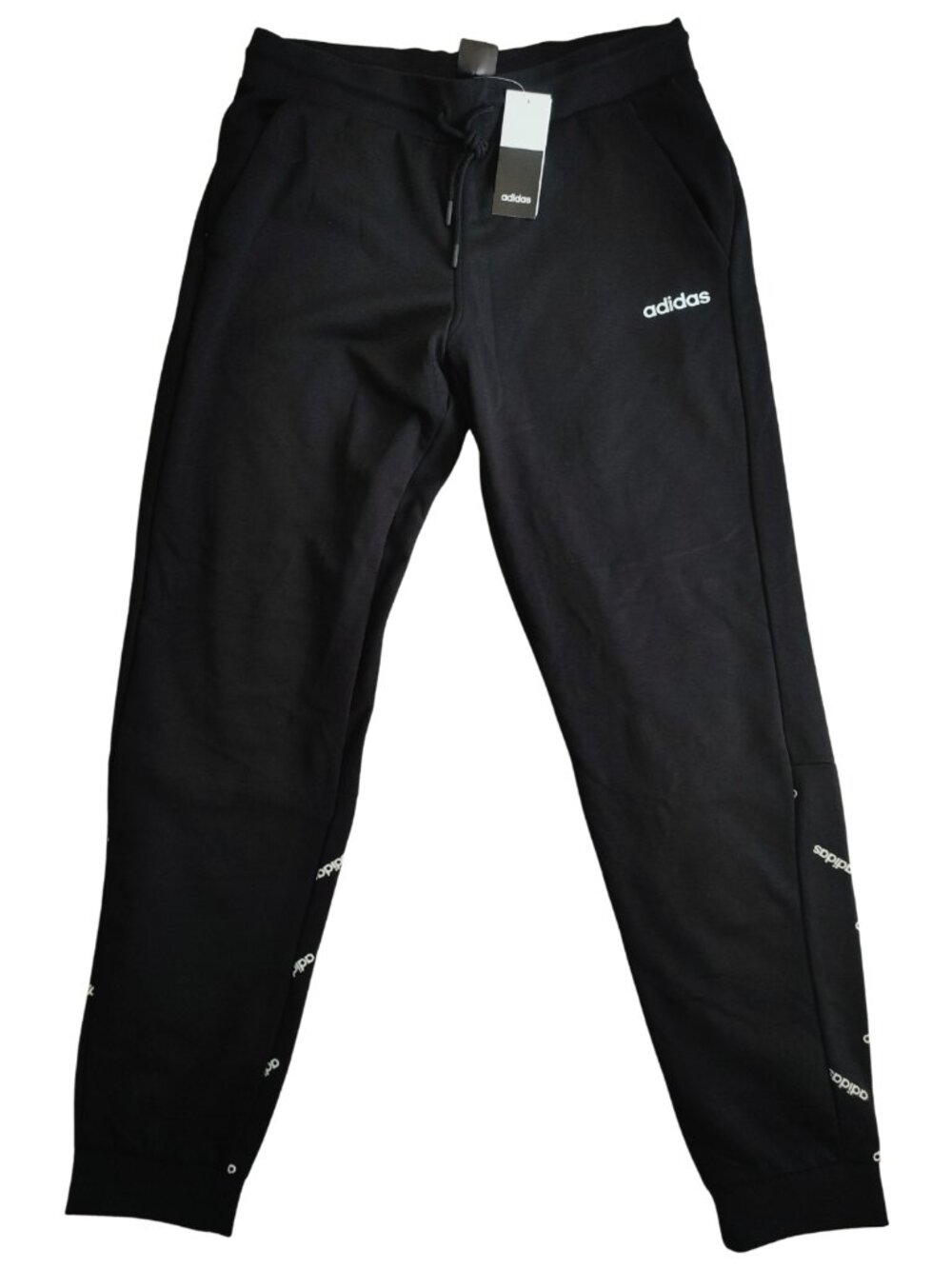 NWT ADIDAS Men’s Logo Joggers - Black/White Scattered Print - Size Large